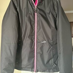 Women's Black Ski Jacket with Pink Trim